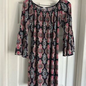 Honeyme Multicolor Paisley Long Sleeve Dress